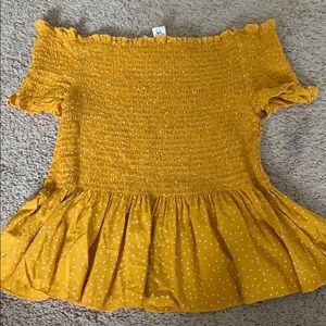 Yellow smocked off the shoulder top